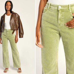 TAGS ON - Lulus Light Green High Rise Corduroy Pants, Size Large